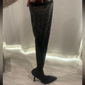 Above the knee sparkly heels/boots